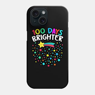 100 Days Brighter Happy 100 Days Of School Teachers Kids Phone Case