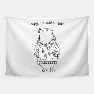 Capybara Winter Minimalist Tapestry