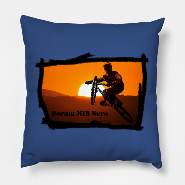 Downhill MTB Racing Pillow by declancarr