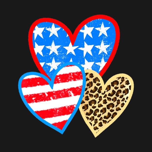 Summer Fashion 4th Of July Leopard American Flag Heart by crowominousnigerian 