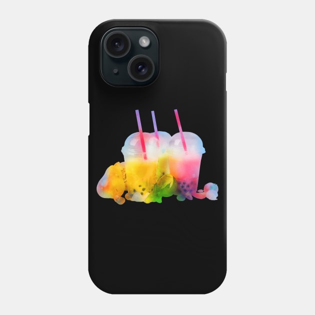 COLORFUL BOBA BUBBLE DRINKS FOR TEA LOVERS WATERCOLOR PAINTING Phone Case by Nonconformist