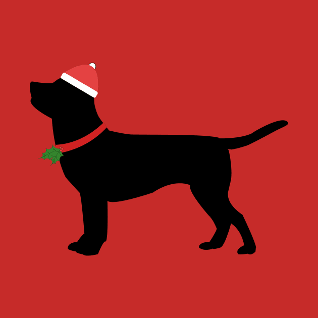 Christmas black labrador with santa hat by designInk