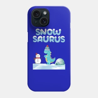 Snow dinosaur snow play with snowman and iglu winter lover Phone Case