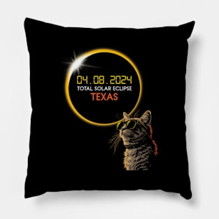 Texas Solar Eclipse 2024 Cat ing Solar Eclipse Pillow