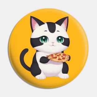 Cute Cat Eating a Pizza Pin