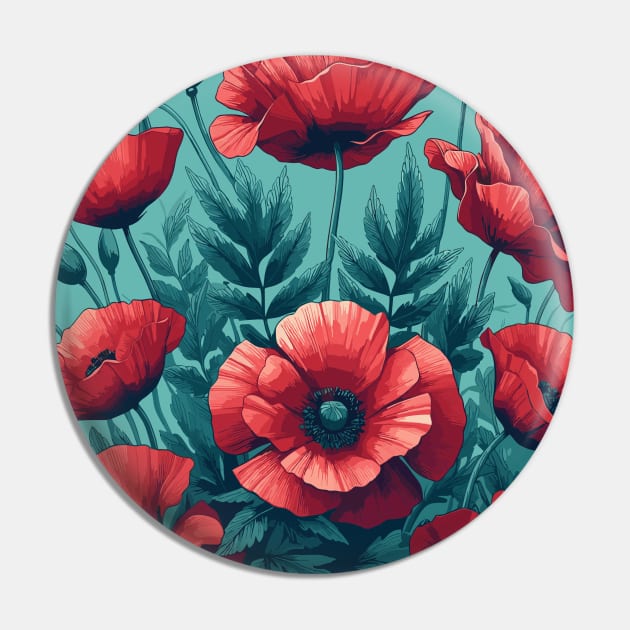 Red Poppy Flower Pin by Jenni Arts