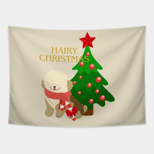Hairy Christmas Dog Tapestry