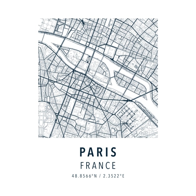 paris france simple map by boy cartograph