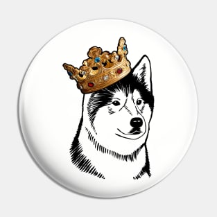 Alaskan Malamute Dog King Queen Wearing Crown Pin