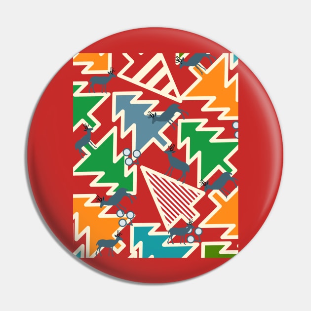 Retro deer and Christmas trees Pin by CocoDes