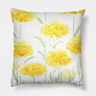 abstract yellow common yarrow flowers watercolor Pillow