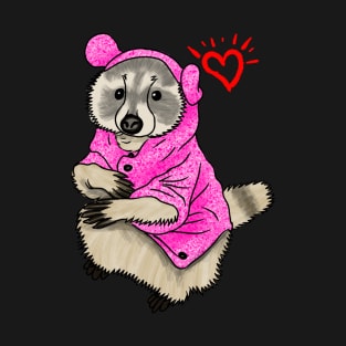 Racoon in pink T-Shirt