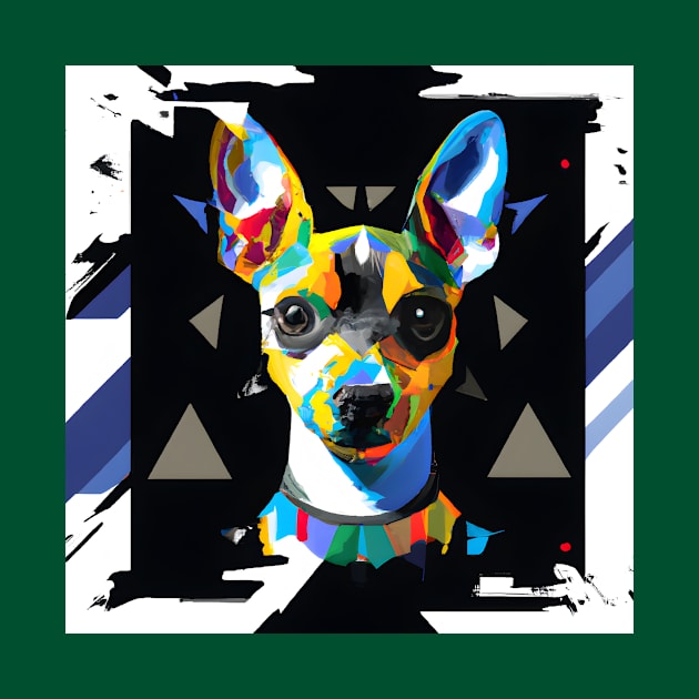 Rat Terrier Puppy Geometric Artwork by Furrban