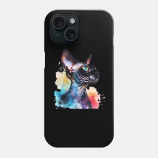 Sphynx Cat Water Color Pop Art Design for Cat Lover Phone Case