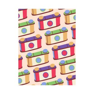 Retro Pinhole Camera Pattern - True Spring Seasonal Palette T-Shirt