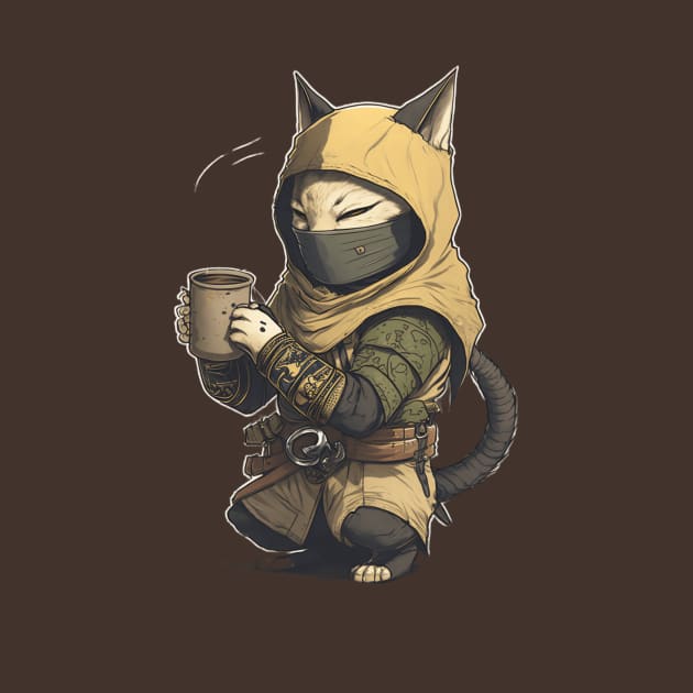 Coffee Ninja Cat Funny and Playful Design for Cat and Coffee Lovers by Printaha