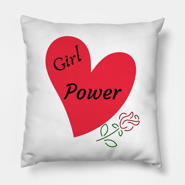 Girl Power Heart Rose design Pillow by KicksNgigglesprints