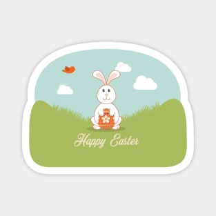 Happy Easter With Bunny and Egg Magnet