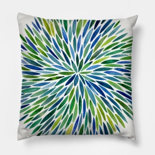 Blue Water Color Burst Pillow