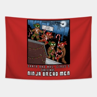 Christmas Ninjabread men fun comic book inspired design Tapestry