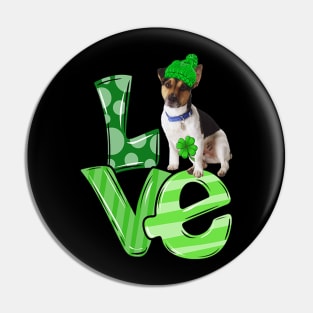 Lover Rat Terrier Dog Lucky Shamrock Happy St Patrick's Day Pin