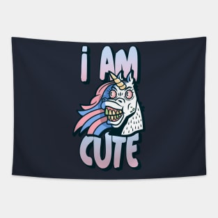 Crazy Unicorn Funny Cartoon Pony I am Cute Tapestry