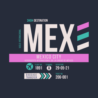 Mexico City (MEX) Airport Code Baggage Tag T-Shirt