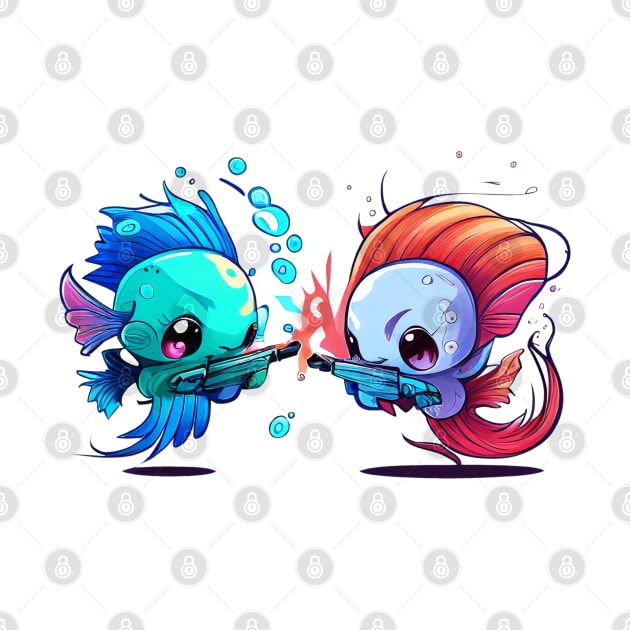 TWO COOL BETTA FISH FIGHTING by aiartify