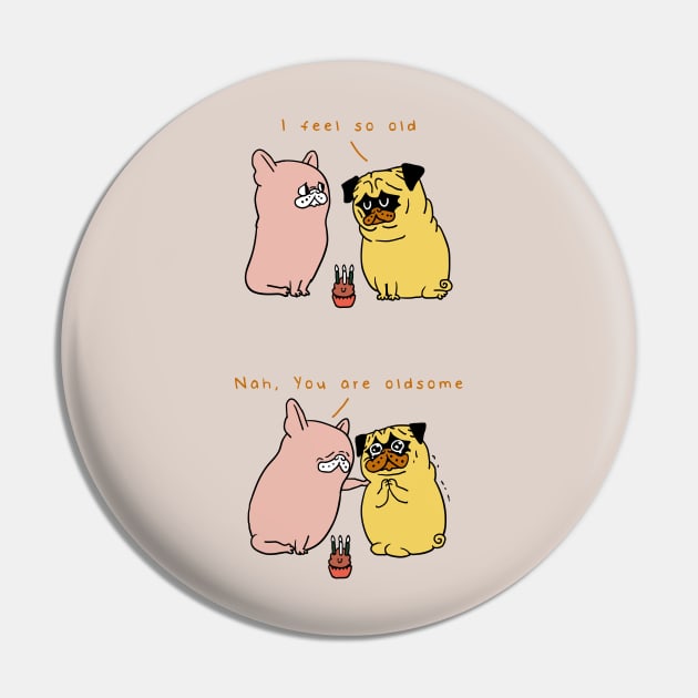 Oldsome Pug Pin by huebucket