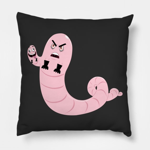 Evil Two Headed Worm With Gloves Pillow by LironPeer