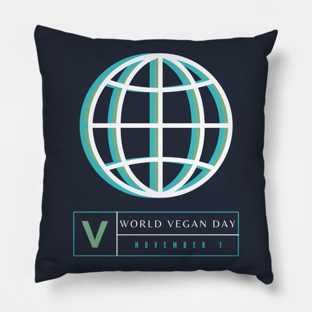 V is For Vegan on World Vegan Day and Everyday Pillow by TJWDraws