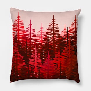 Pine Forest - Red and Pink Pillow