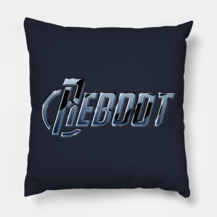 Reboot Logo (Chrome/Blue) Pillow