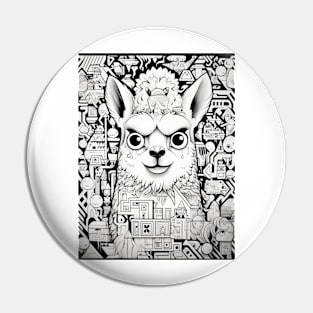 Cartoon Alpaca Graffiti #1 Pin