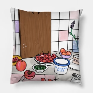 Kitchen Still Life Illustration Pillow