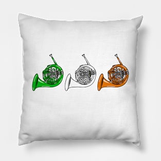 French Horn Irish Flag Brass Musician St Patrick's Day Pillow