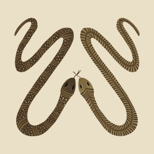 Two Symmetrical Brown Snakes T-Shirt