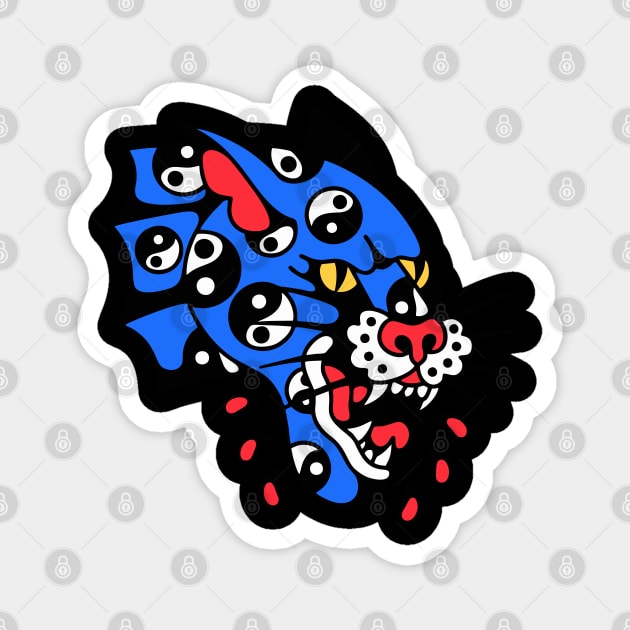 Panther blue yinyang Magnet by Bojes Art