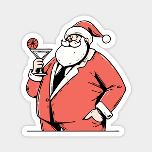 Retro Santa Enjoying a Cocktail Magnet
