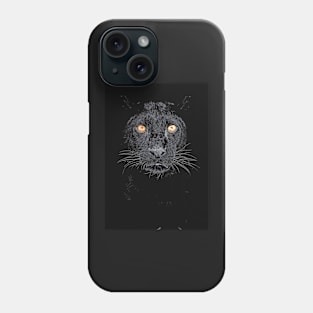 Black panther with yellow eyes Phone Case