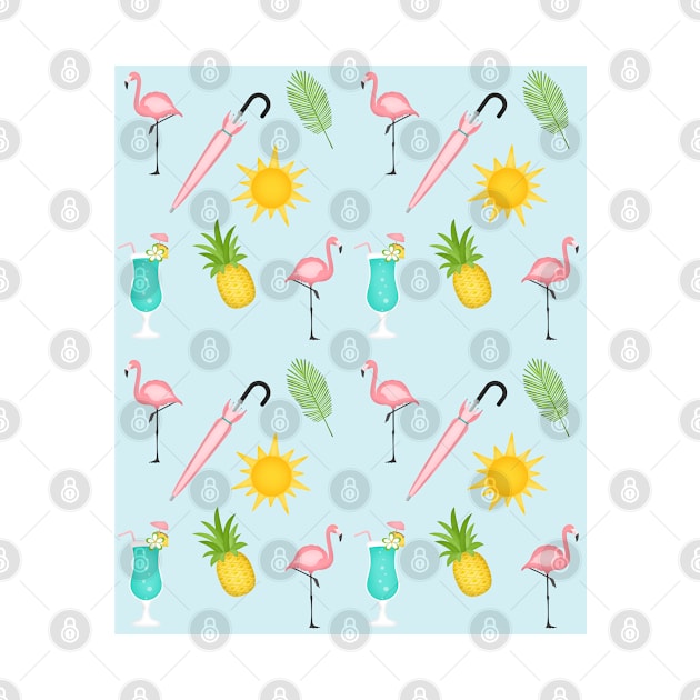 Flamingo Gift Tropical Pattern Beach Lover Gift Pineapples by InnerMagic