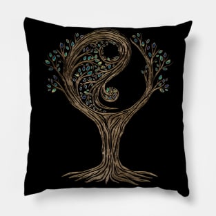 Golden Yin Yang Tree Pillow