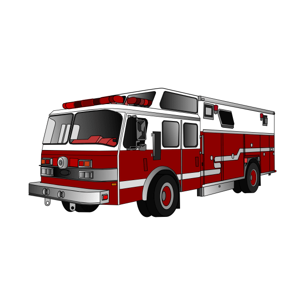 Fire engine cartoon illustration by Miss Cartoon