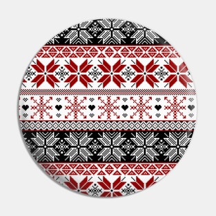 Red and Black Winter Fair Isle Pattern Pin