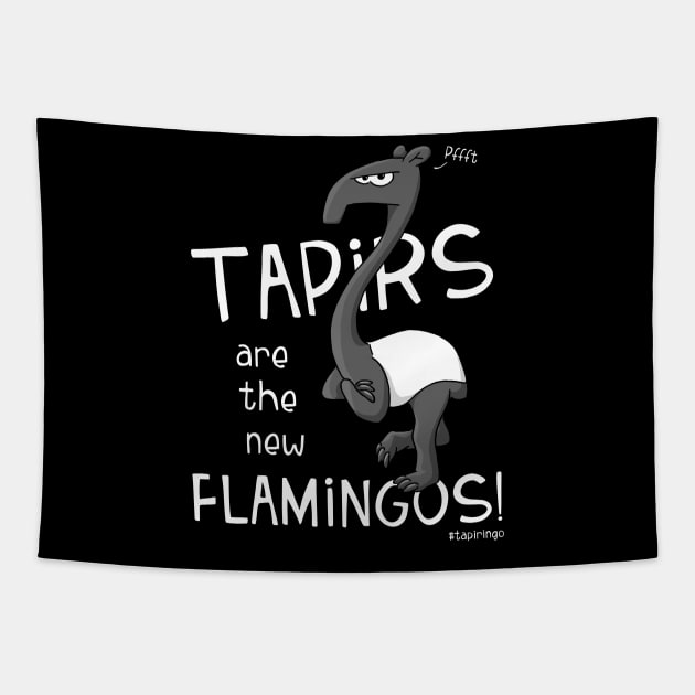 Tapirs are the new Flamingos Funny Flamingo Tapir Tapestry by SkizzenMonster