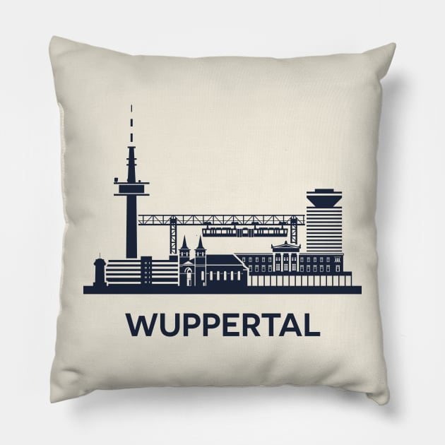 Wuppertal Skyline Emblem Pillow by yulia-rb