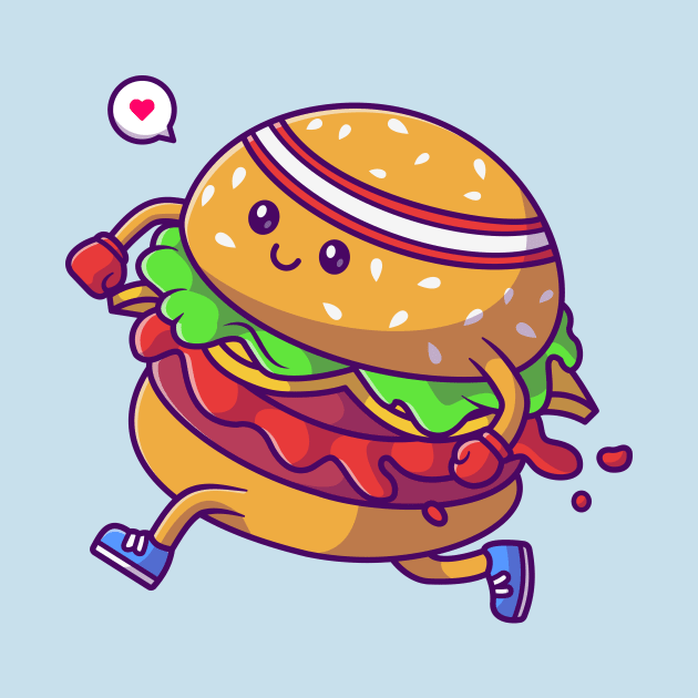 Cute Burger Running Cartoon by Catalyst Labs