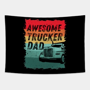 Awesome Trucker Dad - Vintage Retro Dad's Gift Tapestry