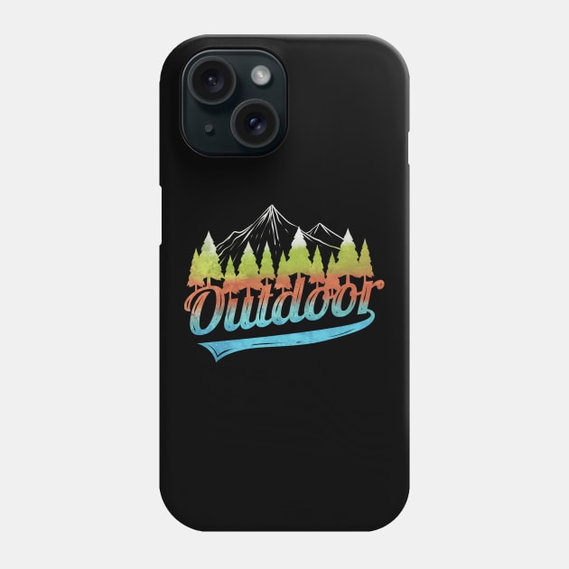 Logo Outdoor With Mountains And Forest On Camping Phone Case by SinBle