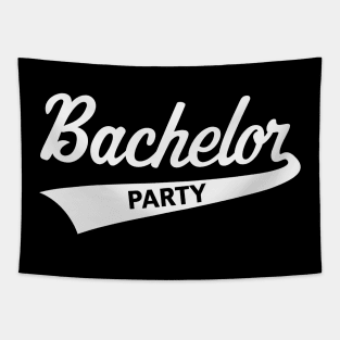 Bachelor Party (Stag Party / Team Groom / Lettering / White) Tapestry